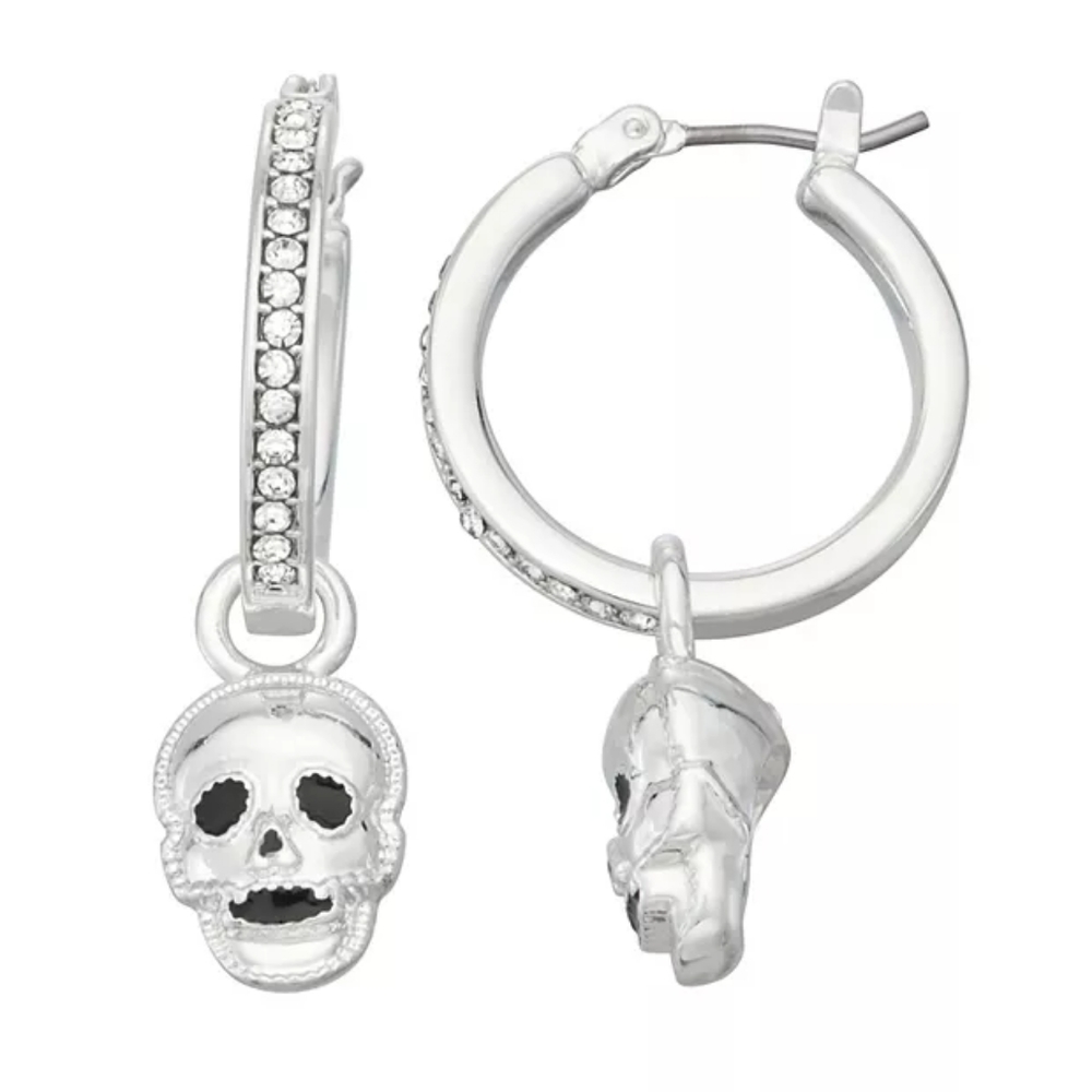 Napier Halloween Spider Web Hoop Earrings